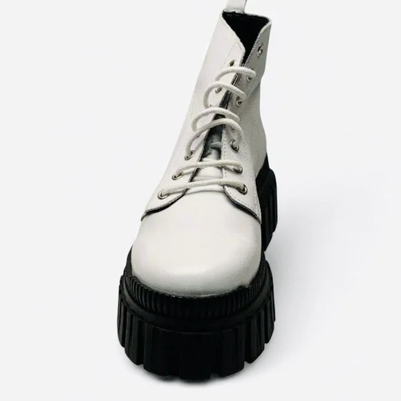 White Leather Combat Boots  L’Intervalle Size 38 - Picture 9 of 16